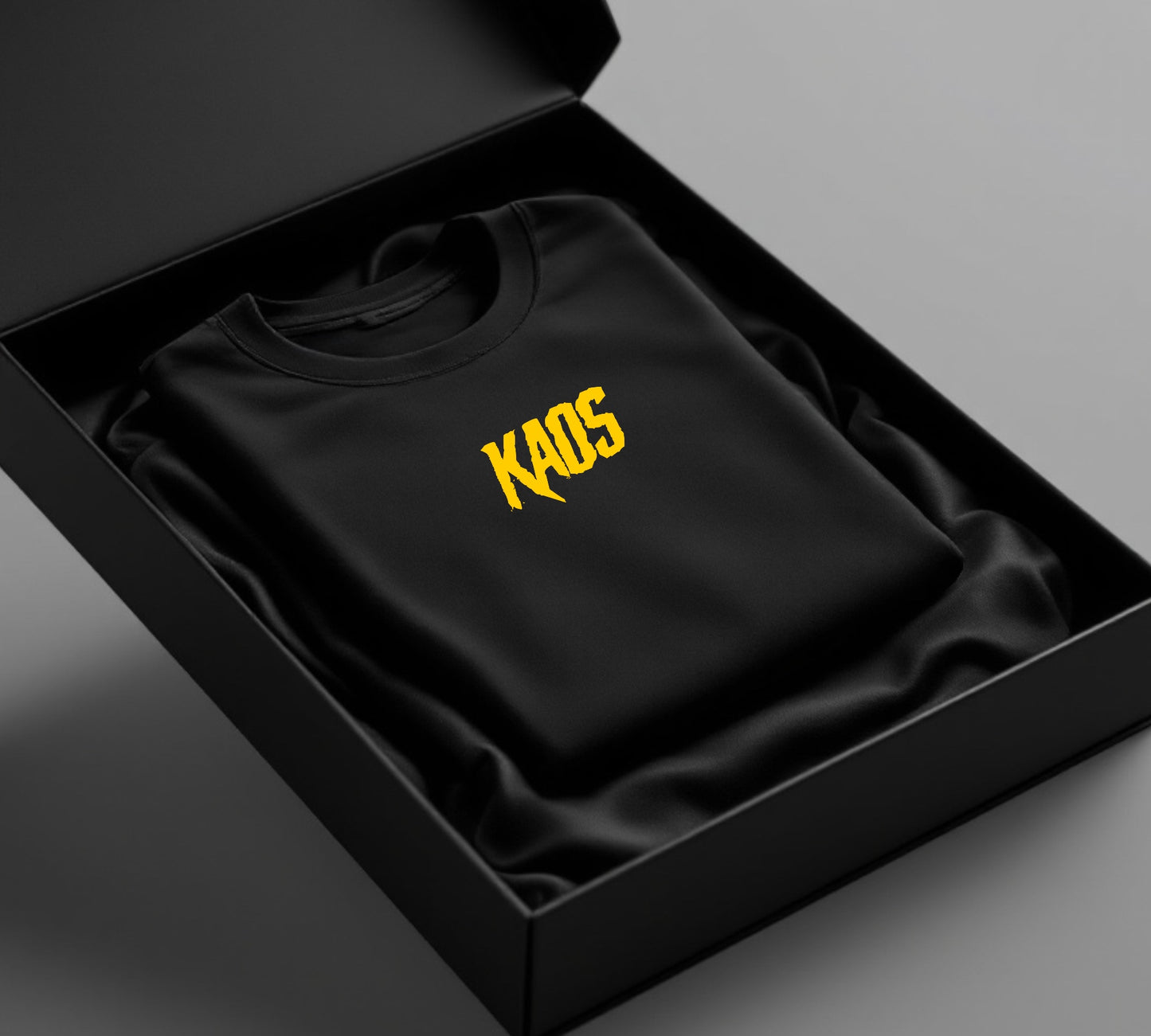Black crew neck KAOS driFit Yellow badge