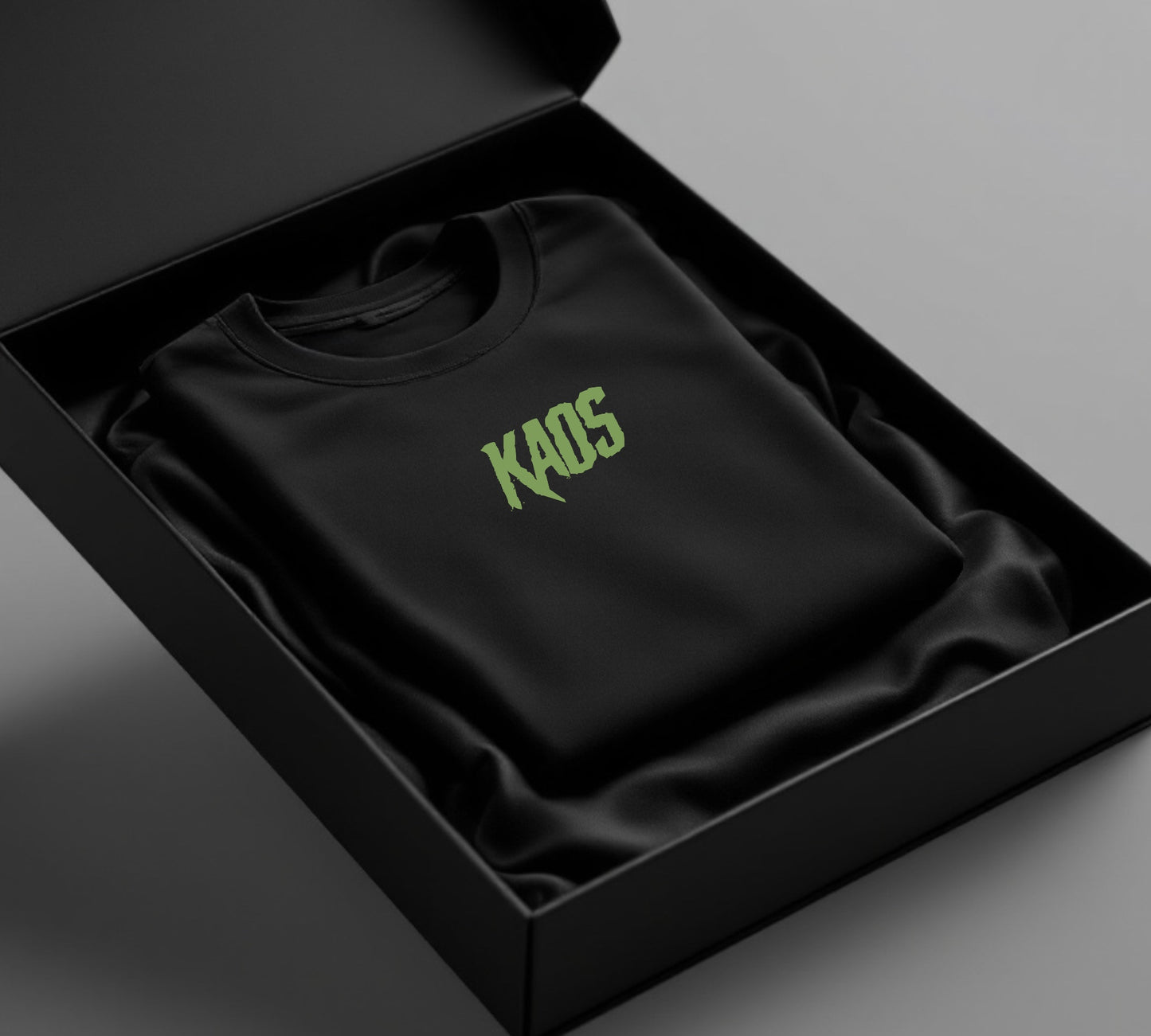 Black crew neck KAOS driFit Green badge